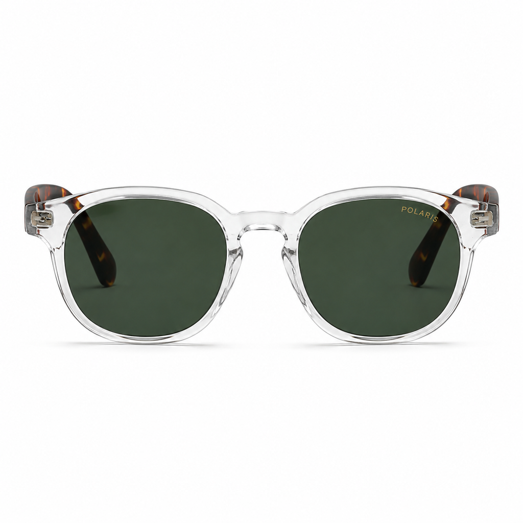 POSITANO C25 – Crystal Trasparente, Lenti Verde Scuro con Aste Havana