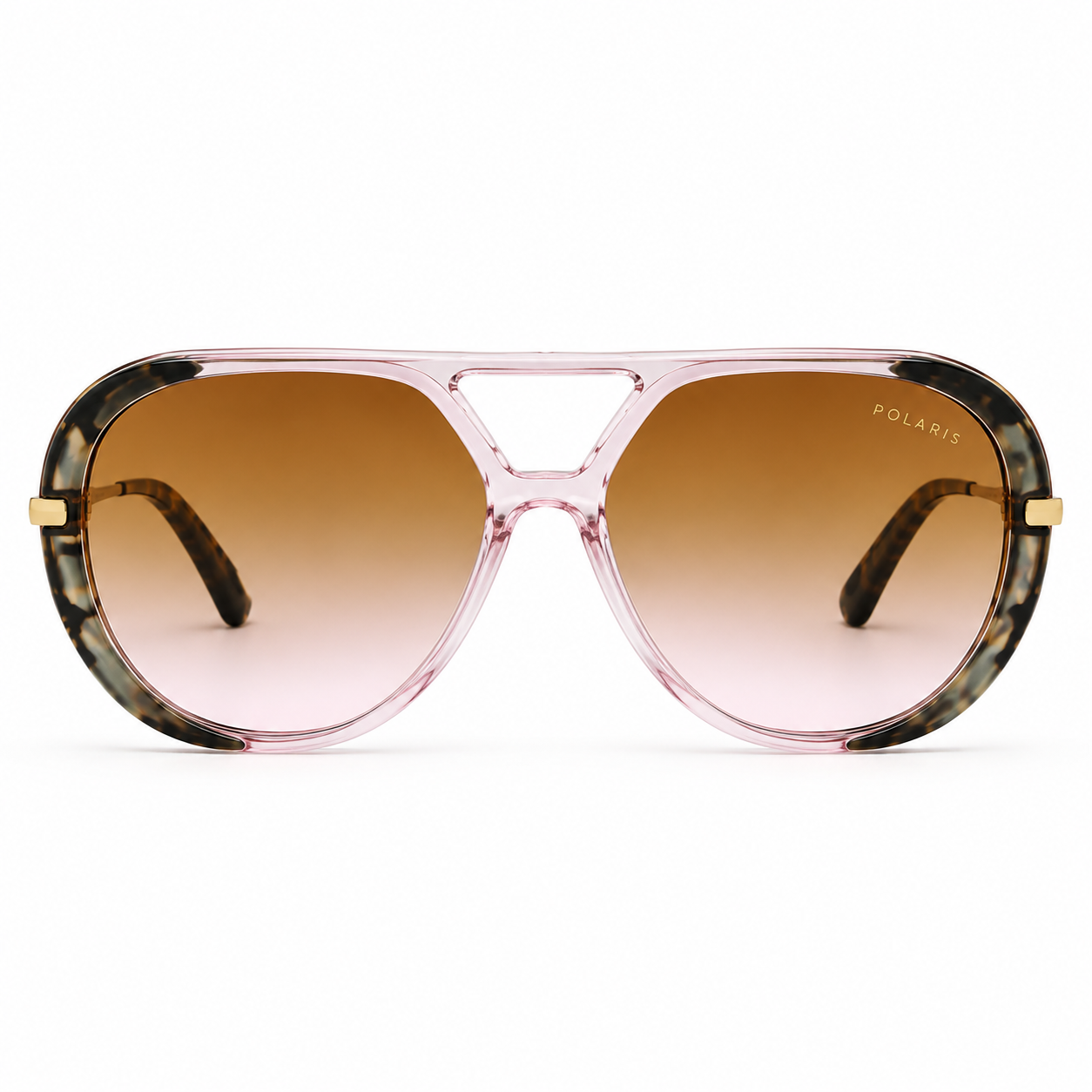 FORTE DEI MARMI C3-X – Rosa Trasparente Dettagli Havana Aste Oro Lenti Marrone Rosa Sfumo