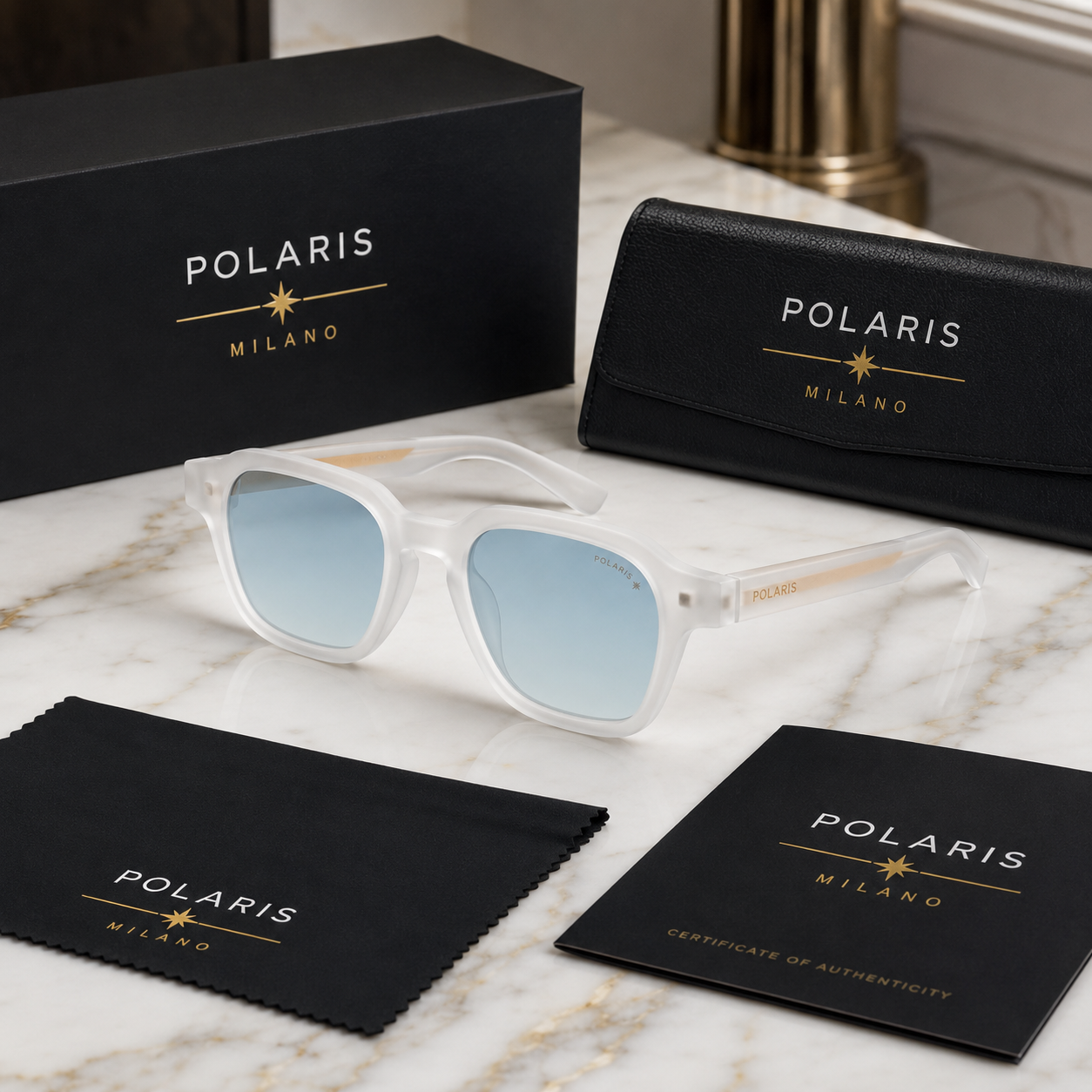 PORTOFINO C6 – Crystal Bianco Satinato, Lenti Azzurro Chiaro