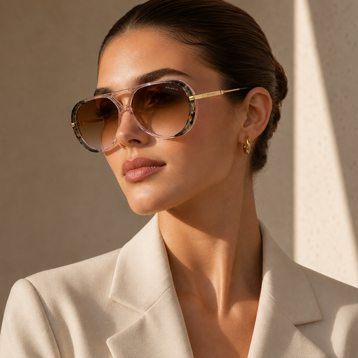 FORTE DEI MARMI C3-X – Rosa Trasparente Dettagli Havana Aste Oro Lenti Marrone Rosa Sfumo