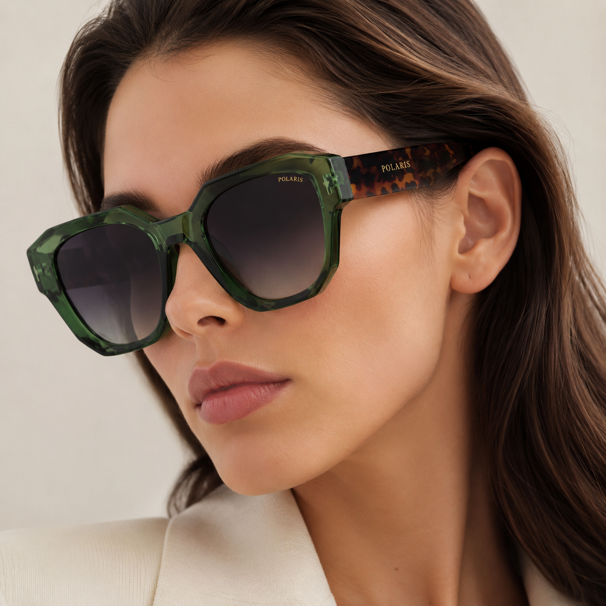 SANREMO C37 – Verde Smeraldo, Lenti Grigio Sfumato con Aste Havana