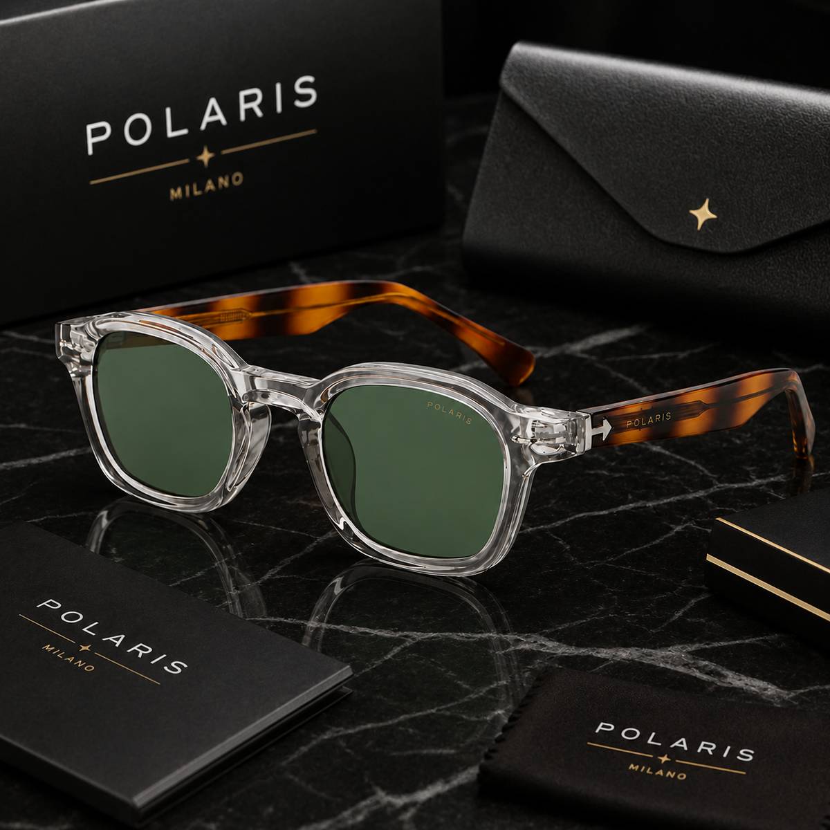 CAPRI C7 – Crystal Trasparente, Lenti Verde Scuro