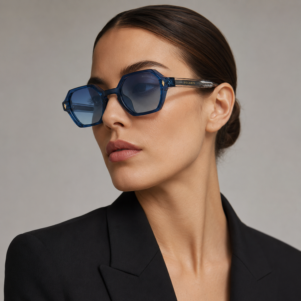 AMALFI C5 – Montatura Blu Trasparente, Lenti Azzurro-Grigio